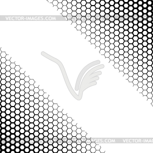 Background with gradient of black and white hexagons - vector clipart
