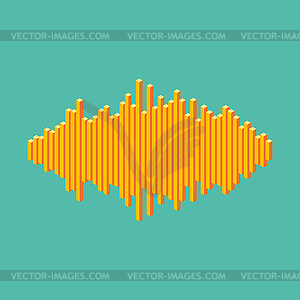 Flat isometric music wave icon made of peak lines - vector clipart