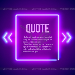 Retro neon glowing quote marks frame - color vector clipart