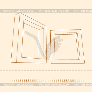 Two rectangular 3D frames blueprint - vector image