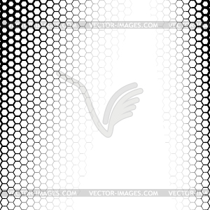Background with gradient of black and white hexagons - vector clipart