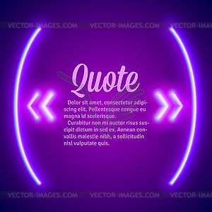 Retro neon glowing quote marks frame - vector clipart