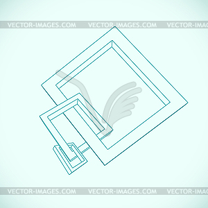 Three rectangular 3D frames blueprint - vector clipart