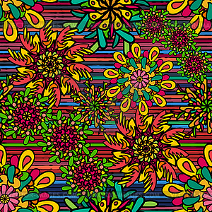 Seamless pattern with bright colorful drawn - vector image