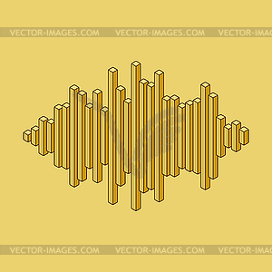 Flat isometric music wave icon made of peak lines - vector clipart