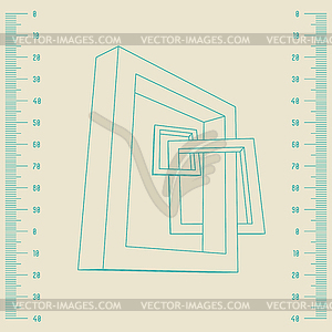 Three rectangular 3D frames blueprint - vector clip art