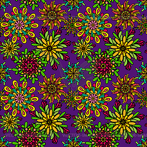 Seamless pattern with bright colorful drawn - vector clipart