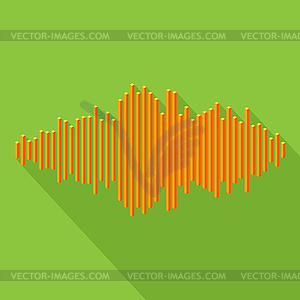 Flat isometric music wave icon made of peak lines - vector clipart / vector image