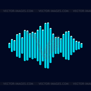 Flat isometric music wave icon made of peak lines - vector image