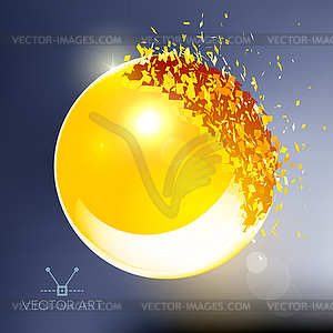 Golden 3D ball exploded into pieces - vector clipart