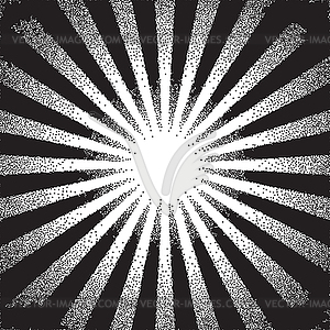 Retro dotwork sunburst or explosion with rays - vector image