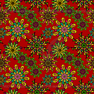 Seamless pattern with bright colorful drawn - vector clipart