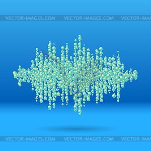 Sound waveform made of scattered balls - vector image