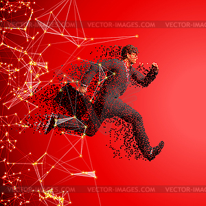 Running businessman with case made of scattered - vector image