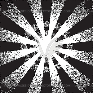 Retro dotwork sunburst or explosion with rays - vector image