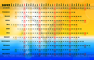 Линейный календарь 2017 - векторное изображение клипарта