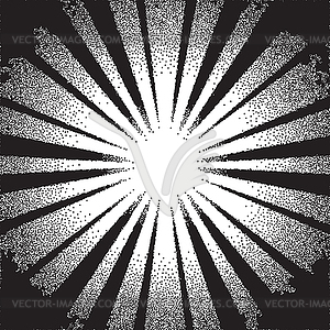 Retro dotwork sunburst or explosion with rays - vector clipart / vector image