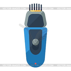 Shaver blue flat icon for home shave or barbershop - stock vector clipart