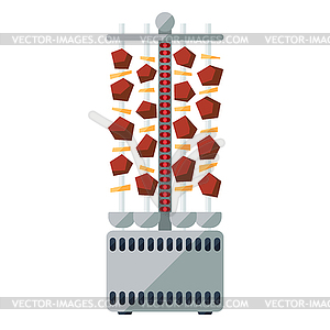 Шашлык или кебаб электрическая плита плоская значок - иллюстрация в векторном формате