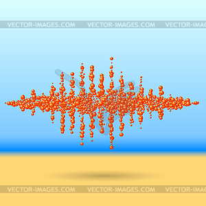 Sound waveform made of scattered balls - vector image