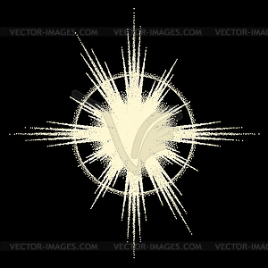 Vintage dotwork star, sunburst or explosion with - vector image