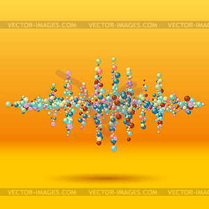 Sound waveform made of scattered balls - vector image