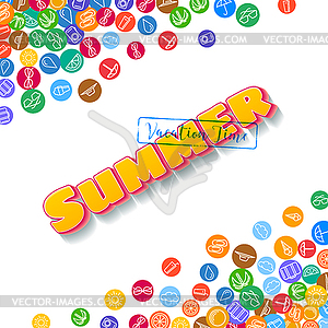 Отпуск фон с разбросанными летних значков - иллюстрация в векторном формате