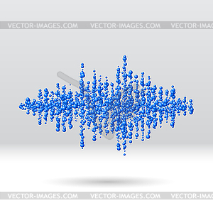 Sound waveform made of scattered balls - vector clipart