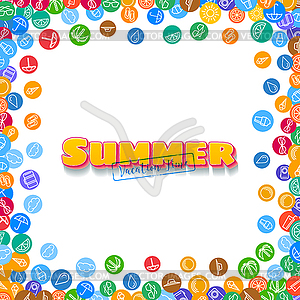 Vacation background with scattered summer icons - vector clipart