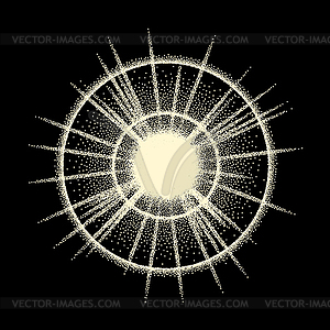 Vintage dotwork star, sunburst or explosion with - vector clipart