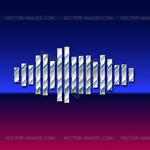 80s styled chrome sound wave - vector image