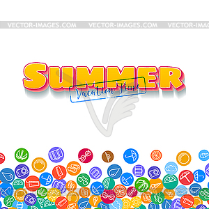 Vacation background with scattered summer icons - vector clipart