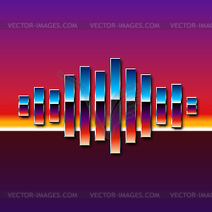 80-ые звуковая волна в стиле хром - векторное изображение клипарта