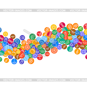 Vacation background with scattered summer icons - vector clipart