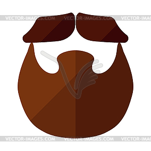 Beard flat icon with hipster mustache - vector image