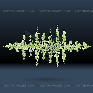 Sound waveform made of scattered balls - vector clipart