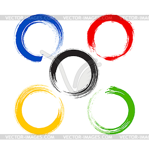 Non-crossed abstract colorful ink rings painted wit - stock vector clipart