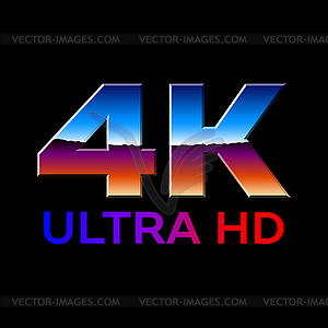 4k Ultra HD format logo with shiny chrome letters - vector clip art