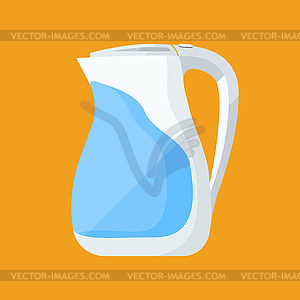 Kettle flat icon. Plastic kitchenware - vector clipart