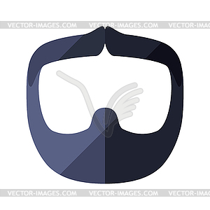 Beard flat icon with hipster mustache - vector clipart