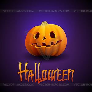 Halloween pumpkin carved portrait with spooky face - vector clipart