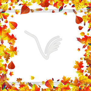 Autumn leaves scattered background. Oak, maple and - vector clip art