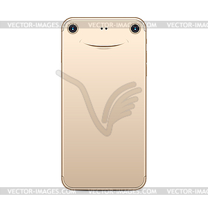 Smartphone with smiley face and two camera eyes - vector clipart