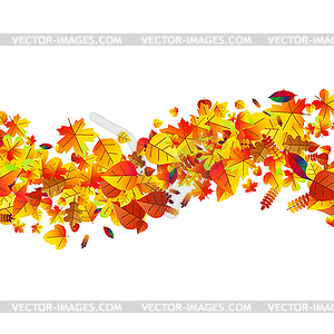 Autumn leaves scattered background. Oak, maple and - vector clipart