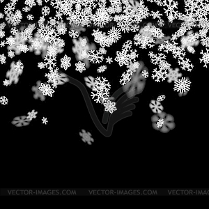 Снегопад фон со снежинками размытым в темноте - векторный дизайн