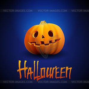 Halloween pumpkin carved portrait with spooky face - vector clipart