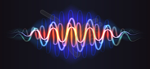 Неон волна абстрактного блестящая фигура с линиями музыки ДНК - векторный клипарт