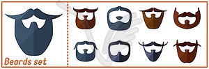 Beard flat icons set with hipster mustache - vector clip art