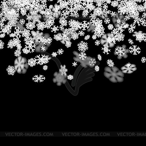 Snowfall background with snowflakes blurred in dark - vector clipart