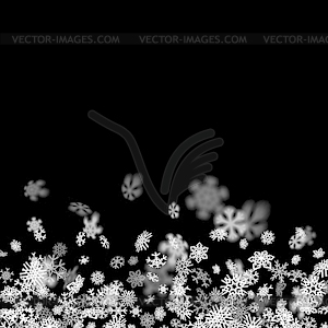 Снегопад фон со снежинками размытым в темноте - клипарт в векторном виде
